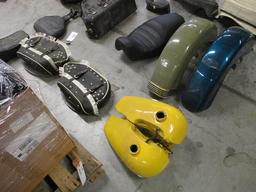 MOTORCYCLE SEATS, SADDLE BAGS, FENDERS, FAT BOB TANKS