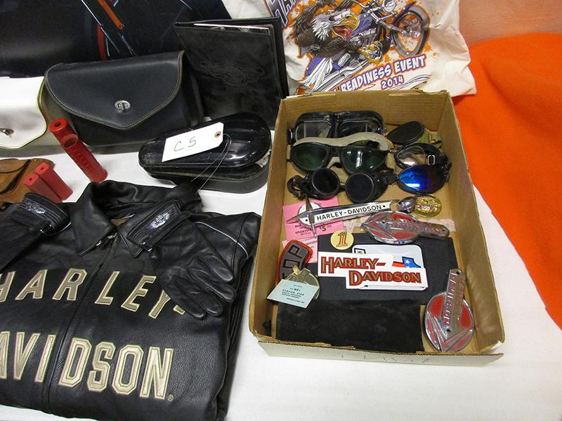 VINTAGE APPAREL (GOGGLES, GLOVES, LEATHER JACKET, HATS, TOOL POUCH, POSTER,