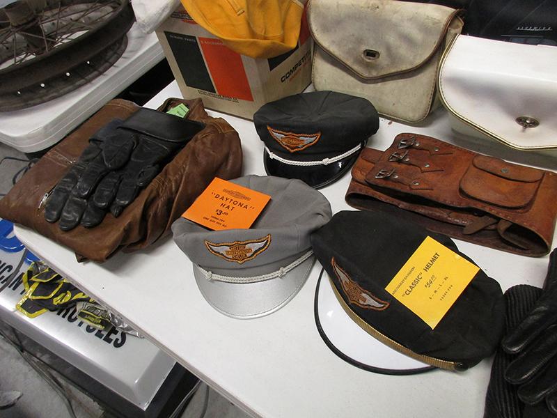 VINTAGE APPAREL (GOGGLES, GLOVES, LEATHER JACKET, HATS, TOOL POUCH, POSTER,