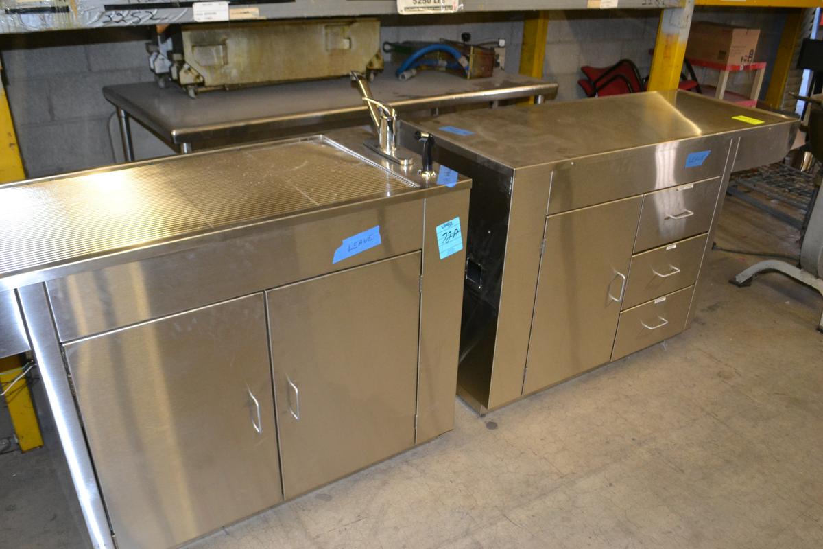 Veterinary Wet Table & Exam Tables each 5' Stainless Steel w/ Cabinets & Storage Set Retail $5088