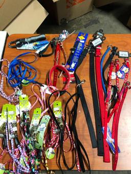 25, assorted leashes and collars