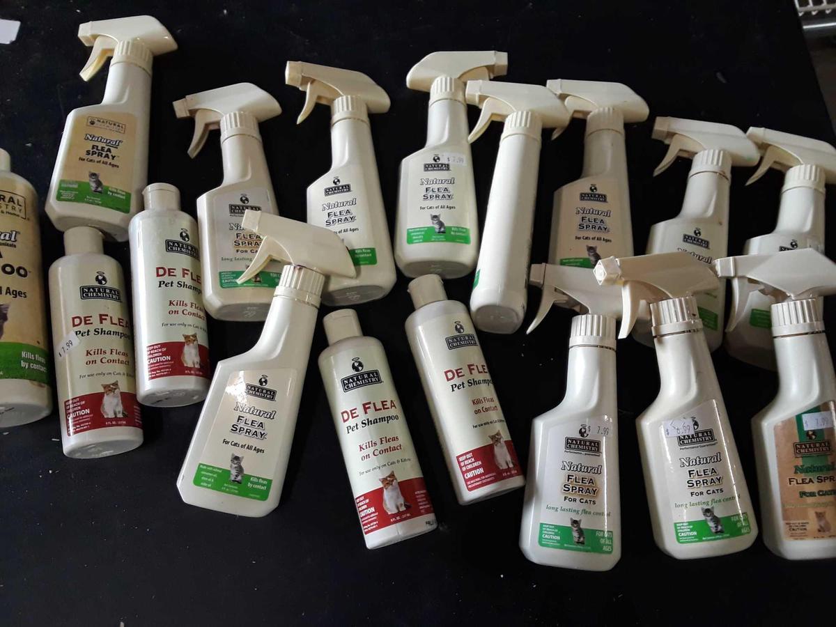 Cat flea spray and pet shampoos