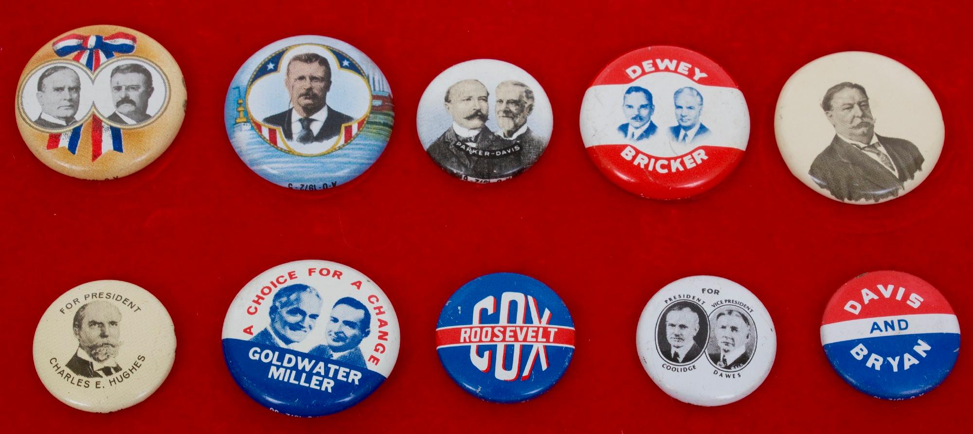 Huge Lot of Vintage Campaign or Political Buttons Pins Dewey Truman Roosevelt LBJ Kennedy  FDR