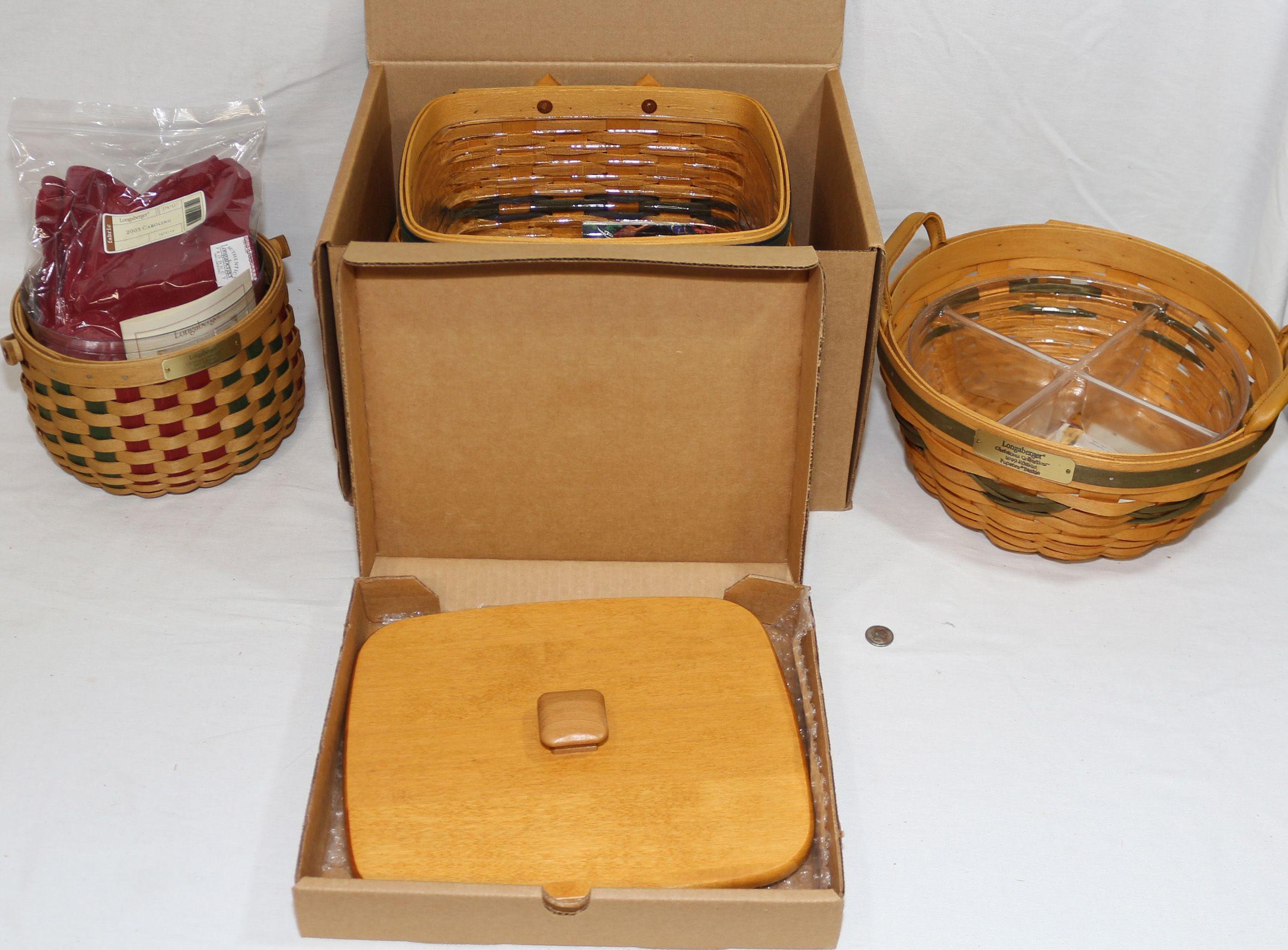 3 LONGABERGER BASKETS INC. HARBOR W/ LID,