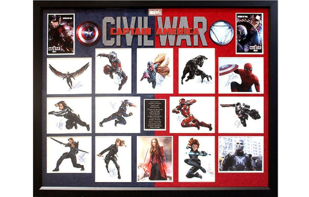 Captain America - Civil War Cast Signed Photo Collage Poster in Framed Case