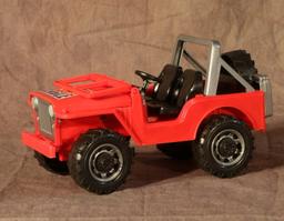 (6) plastic Red Jeeps