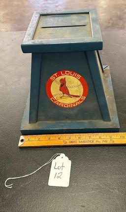 VINTAGE ST. LOUIS CARDINALS KHQA TV 7 WTAD CARDINAL TICKET GIVEAWAY QUINCY CONTEST BOX W/ ENTRIES