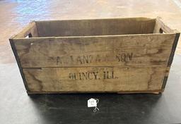 A. LANZA & SON QUINCY, ILL OLD WOODEN CRATE