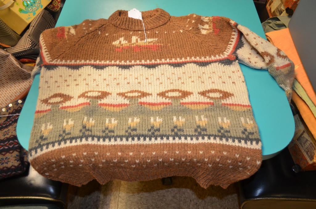 Vintage wool sweater with winter scene