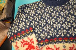 Eddie Bauer 91% wool hand knit moose sweater