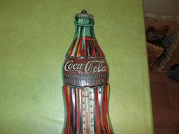 16 in. tall Coca-Cola metal thermometer