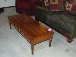 Upholstered coach, Lay-Z-Boy upholstered recliner, & coffee table