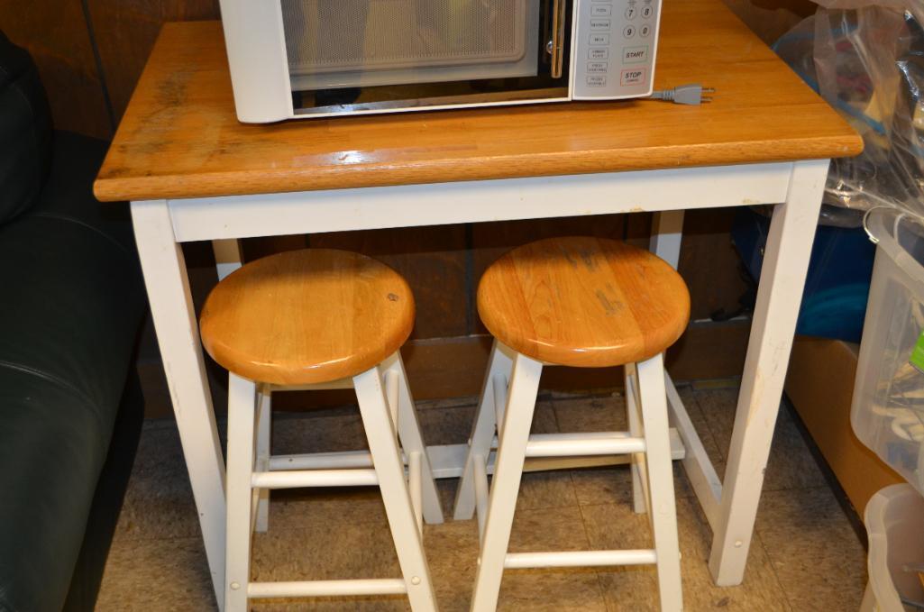 36 inch wide breakfast table with two mini barstools