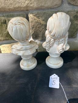 LOT OF 2 10" TALL BUST BOY & GIRL