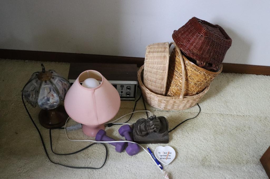 Contents of Closet including 2 lamps