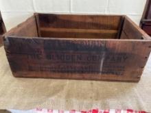 THE GLIDDEN COMPANY GLIDDEN PAINTS WOODEN ADVERTISING BOX 23 X 15 X 8 INCHES TALL