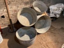 LOT OF 4 GALVANIZED WASH TUBS