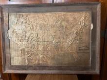 ANTIQUE RELIEF MAP OF UNITED STATES BY CENTRAL SCHOOL SUPPLY HOUSE