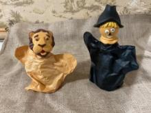 VINTAGE WIZARD OF OZ HAND PUPPETS SCARECROW & LION