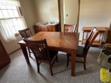 Solid Wood Heavy Kitchen Table with 4 Chairs with Leaf