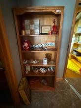 Solid Oak Book Shelf With Contents