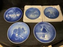 LOT OF 5 1970S COPENHAGEN PORCELAIN COLLECTOR PLATES 6 & 7 INCHES