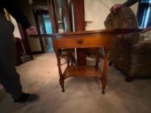 Antique Single Drawer Stand Table with Dual Leaves