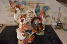 (3) Modern Ceramic Rooster