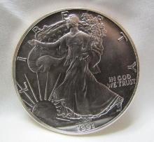 1991 SILVER EAGLE 1 OZ. FINE SILVER