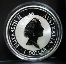 1997 AUSTRALIA ELIZABETH II 1 OZ. FINE SILVER KOOKABURRA