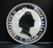 1992 THE AUSTRALIAN KOOKABURRA 1 DOLLAR 1 OZ. FINE SILVER