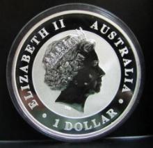 2011 AUSTRALIA ELIZABETH II 1 OZ. FINE SILVER KOOKABURRA