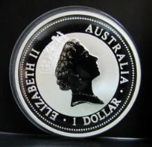 1996 AUSTRALIA ELIZABETH II 1 OZ. FINE SILVER KOOKABURRA