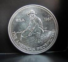 1987 THE AMERICAN PROSPECTOR ENGELHARD 1 TROY OZ. SILVER