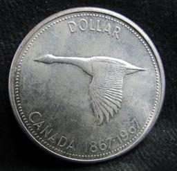 1967 CANADA QUEEN ELIZABETH II SILVER COIN DOLLAR