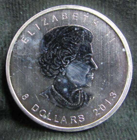 2013 CANADA QUEEN ELIZABETH II POLAR BEAR 8 DOLLARS FINE SILVER 1 1/2 OZ. 9999