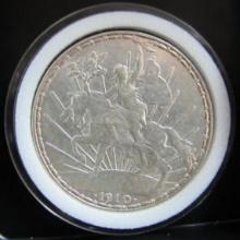 1910 MEXICAN 1 PESO INDEPENDECE CABALLITO SILVER