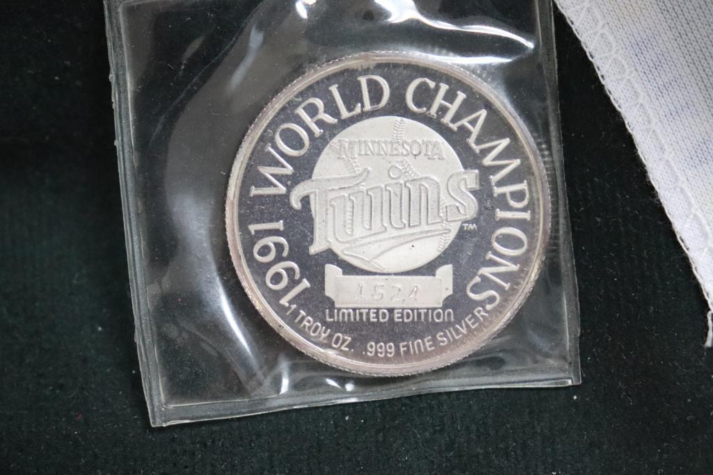 1991 Minnesota Twins World Champions One Troy oz. Fine Silver