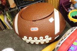 Little Tikes Football Toy Box, Bowling Game, and Batting Game