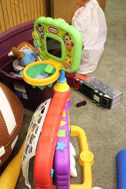 Little Tikes Football Toy Box, Bowling Game, and Batting Game