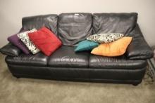 Black Leather Couch With Pillows