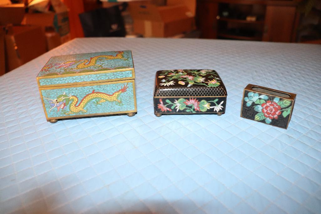 Vintage Cloisonne Metal Jewelry Boxes Made In China