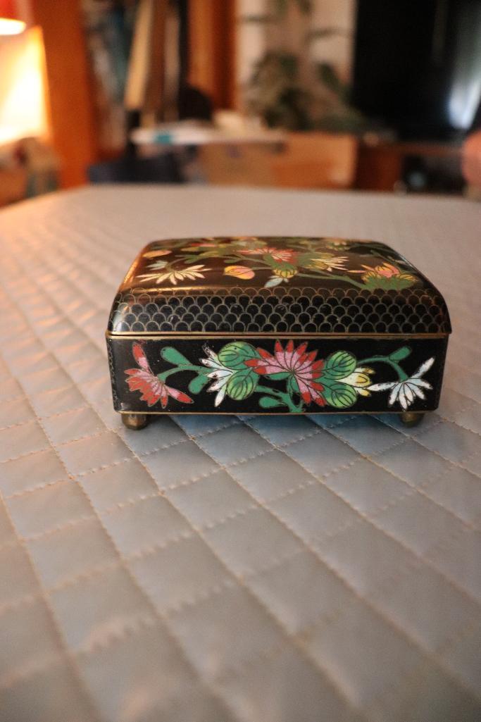 Vintage Cloisonne Metal Jewelry Boxes Made In China