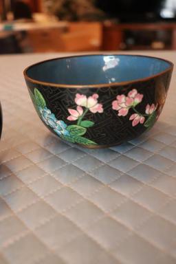 (3) Misc.Cloisonne- Small Bowl, Incense Burner, Small Tray,