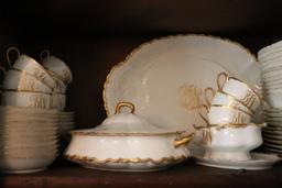 Antique Monogramed Set of Haviland Bone China, with Gold Leaf Trim