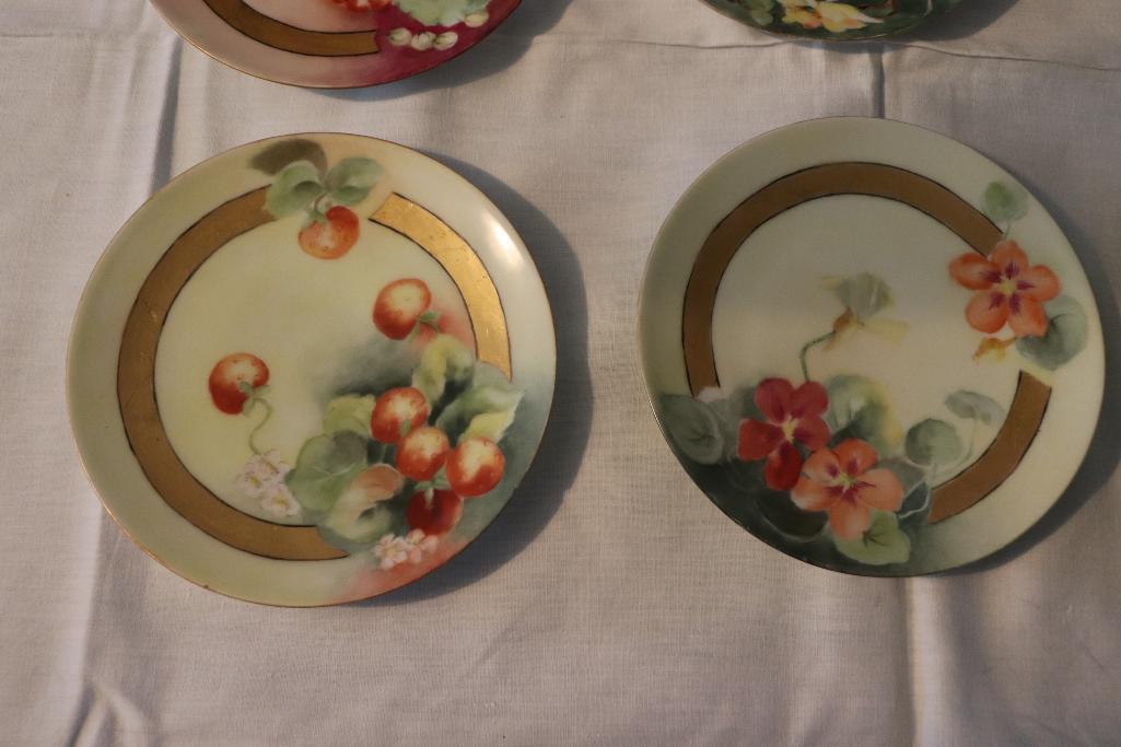 Antique Limoges Hand-painted Blackberries Pitcher and 6 Asst?d. Dessert Plates
