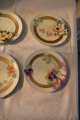 Antique Limoges Hand-painted Blackberries Pitcher and 6 Asst?d. Dessert Plates