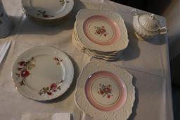 Miscellaneous China Dessert Plates and Sugar Bowl