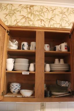 Contents of cabinets including Corelle wear and totally today China set