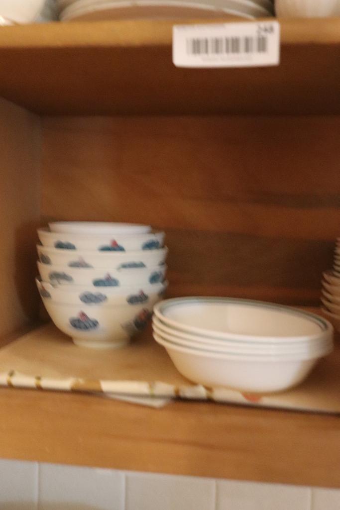 Contents of cabinets including Corelle wear and totally today China set